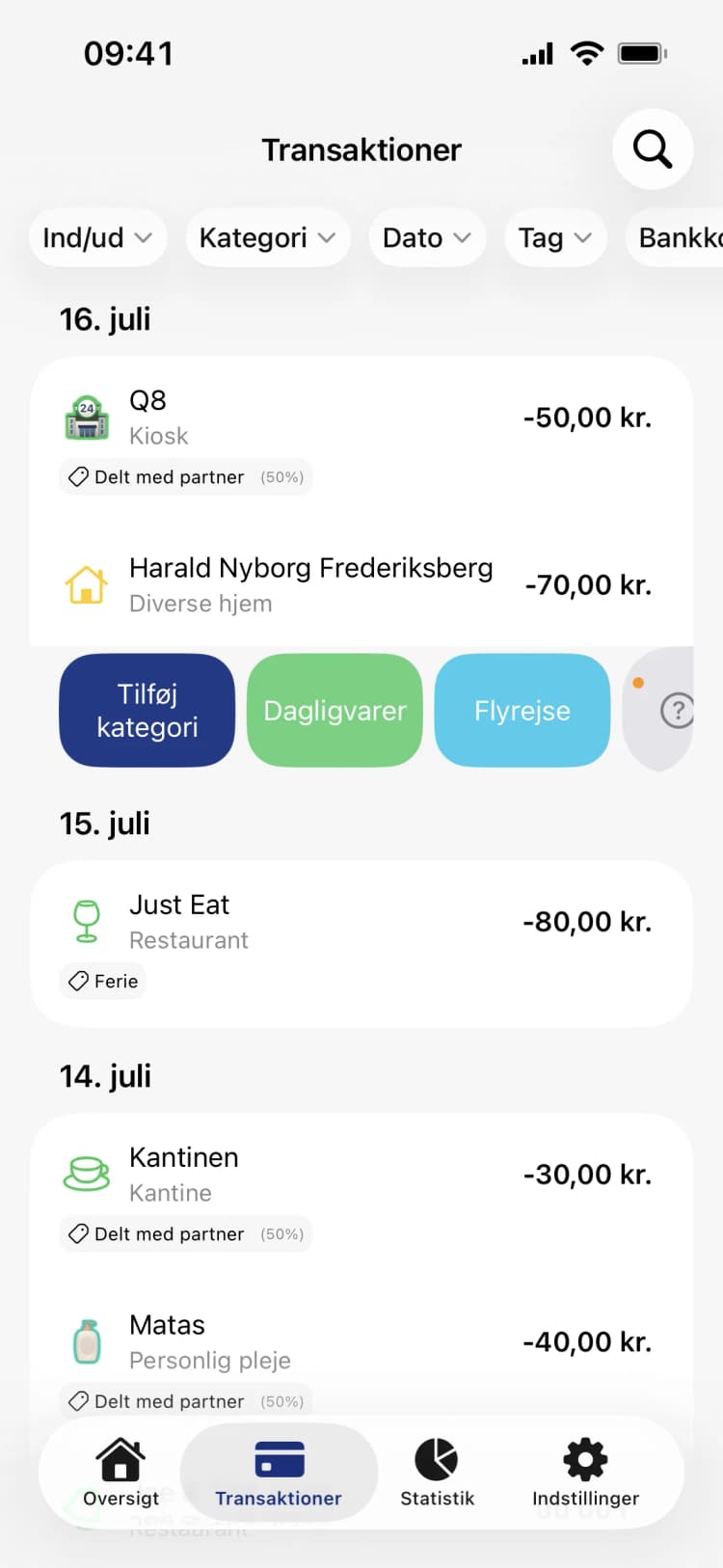 Penge: Alle transaktioner ét sted