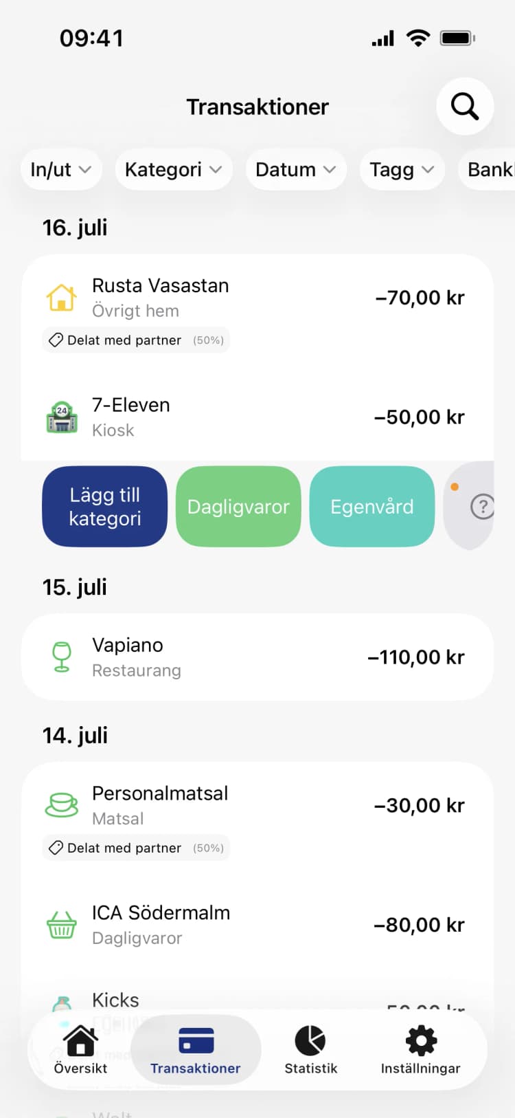 Penge: Alla transaktioner på ett ställe