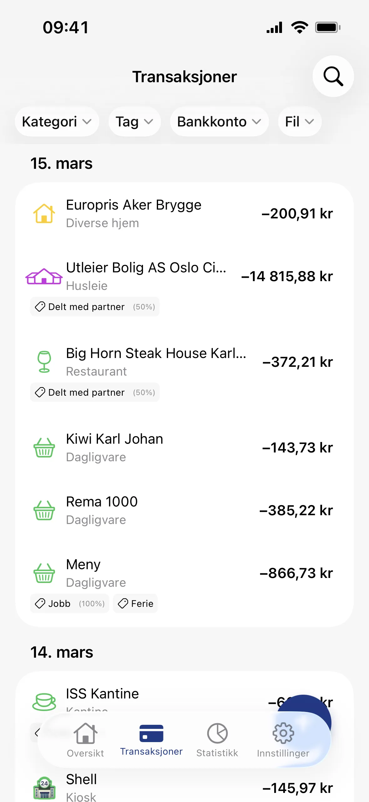Penge-appen: Alle transaksjoner på ett sted